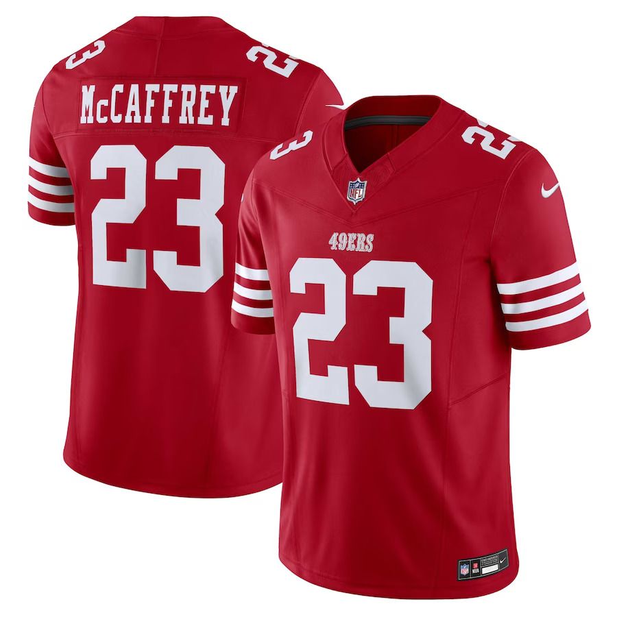 Men San Francisco 49ers #23 Christian McCaffrey Nike Scarlet Vapor F.U.S.E. Limited NFL Jersey->san francisco 49ers->NFL Jersey